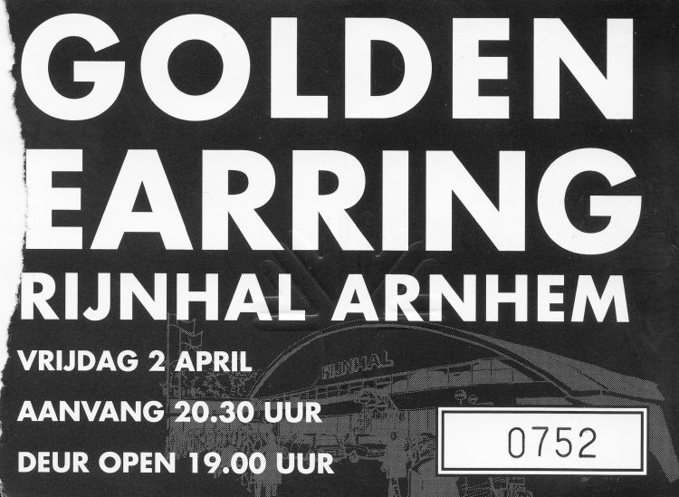 Golden Earring show ticket#752 April 02 1999 Arnhem - Rijnhal